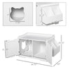 Wooden Cat Litter Box Enclosure Kitten House with Nightstand End Table and Storage Rack Magnetic Doors, White