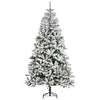 7.5' Tall Unlit Snow Flocked Pine Artificial Christmas Tree with Realistic Branches, Green