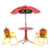 Kids Picnic Table and Chair Set, Outdoor Folding Garden Furniture, for Patio Backyard, with Ladybird Pattern, Removable & Height Adjustable