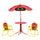 Kids Picnic Table and Chair Set, Outdoor Folding Garden Furniture, for Patio Backyard, with Ladybird Pattern, Removable & Height Adjustable