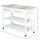 Kitchen Cart on Wheels with Stainless Steel Top, Rolling Kitchen Island Cart with Glass Door, White