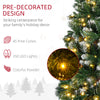 7.5' Decorated Christmas Trees, Skinny Prelit Artificial Christmas Tree with Snow-dipped Branches, Auto Open, Pinecones