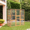 Large Wooden Outdoor Cat House Catio Enclosure, Kitten Cage with Weather Protection, Cat Patio with 6 Platforms - 71"L, Orange