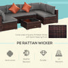 4 Pieces Patio PE Rattan Wicker Sofa Set, Outdoor All Weather 6 Seater Conservatory Furniture, w/ Tempered Glass Coffee Table & Cushions