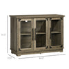 Farmhouse Style Buffet Cabinet, Glass Door Sideboard, Kitchen Storage Cabinet, Coffee Bar for Living Room, Distressed Grey