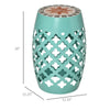 12" Round Patio Outdoor Footstool, Garden Mosaic Accent Side Table, Plant Stand, Blue