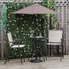 4 Piece Patio Bar Set for 2 with 6' Adjustable Tilt Umbrella, Outdoor Bistro Set with Folding Chairs & Glass Round Dining Table, Cream White