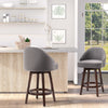 26" Counter Height Bar Stools, Linen Fabric Kitchen Stools with Nailhead Trim, Rubber Wood Legs and Footrest for Dining Room, Counter, Pub, Set of 4, Dark Gray