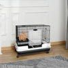 2-Level Small Animal Cage Rabbit Hutch with Wheels, Removable Tray, Platform and Ramp for Bunny, Chinchillas, Ferret, Hedgehog & Gerbils, Black