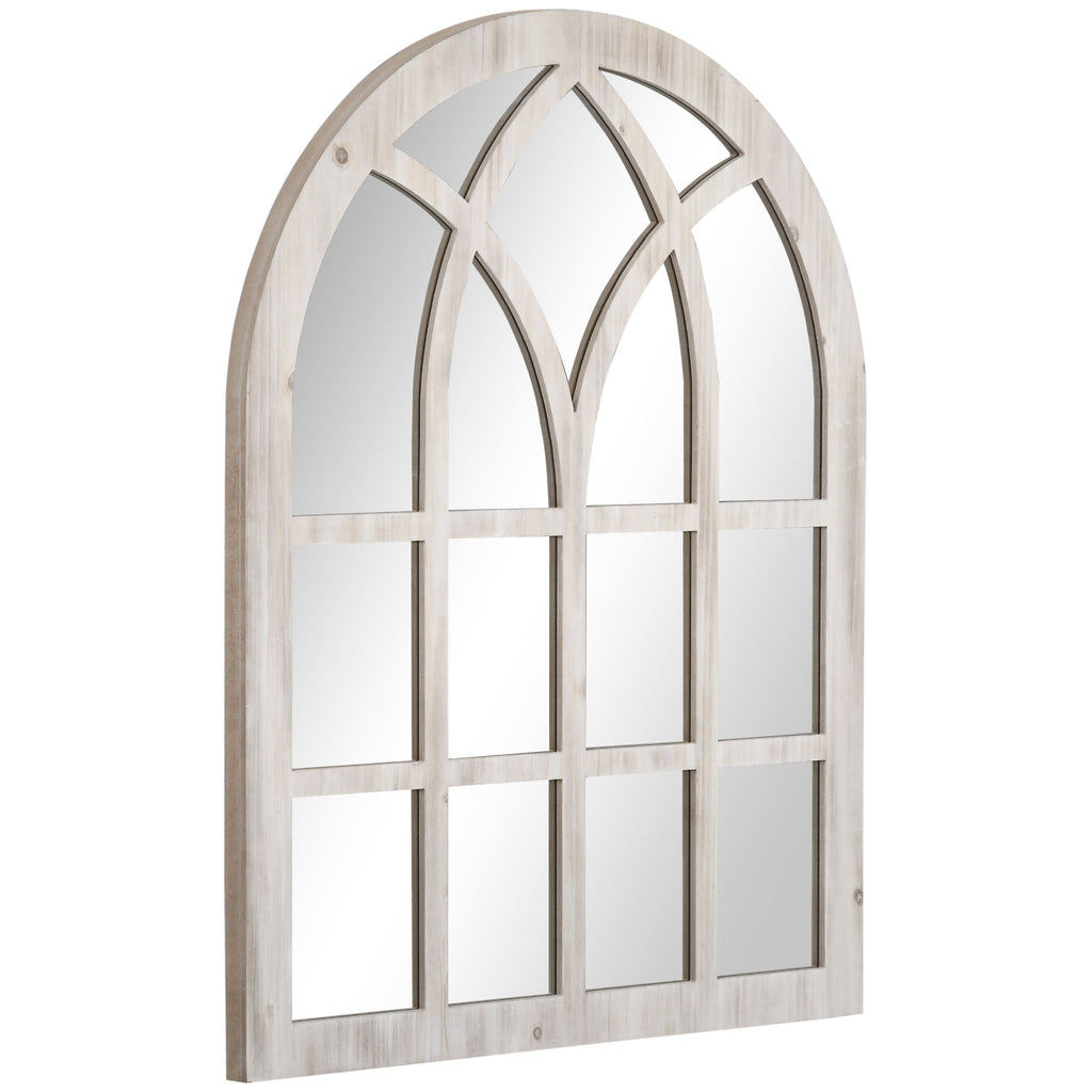 41" x 31.5" Rustic Wall Mirror, Arch Window Mirror for Wall in Living Room, Bedroom, Natural