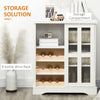 Sideboard Buffet Kitchen Buffet Cabinet with Wine Racks Sliding Glass Door Storage Shelves for Living Room White