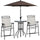 4 Piece Patio Bar Set for 2 with 6' Adjustable Tilt Umbrella, Outdoor Bistro Set with Folding Chairs & Glass Round Dining Table, Cream White