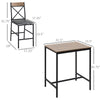 3 Piece Dining Table Set, Bar Table and Chairs Set with PU Padded Stools and Steel Frame for Kitchen, Small Space, Brown