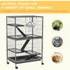 50"H 5-Tier Steel Plastic Small Animal Pet Cage Kit for Little Rabbit Guinea Pig with Wheels, Brakes, hammock, Removable Tray - Silver Grey