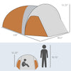 3-4 Person Outdoor Camping Tent, Waterproof UV Protection Dome Tent with Carrying Bag, 2 Doors, Easy Setup for Backpacking Hiking or Beach, Orange