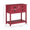 Sideboard Buffet Cabinet, Storage Serving Console Table with 4 Drawers and Slatted Bottom Shelf for Kitchen, Living Room, Red
