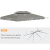 12.8' x 9.5' Gazebo Replacement Canopy, Gazebo Top Cover with Double Vented Roof for Garden Patio Outdoor (TOP ONLY), Light Gray