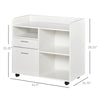 Filing Cabinet Printer Stand Mobile Lateral File Cabinet with 2 Drawers, 3 Open Storage Shelves for Home Office Organization, White