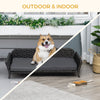 Rattan Dog Sofa, Wicker Pet Bed, Raised Cat Couch, with Steel Frame, Soft Washable Cushion, for Small and Medium Dog, Charcoal Grey