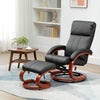 Recliner Chair with Ottoman, Electric Faux Leather Recliner with 10 Vibration Points and 5 Massage Mode, Reclining Chair with Remote Control, Swivel Wood Base and Side Pocket, Black
