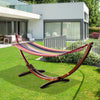 10' Wood Outdoor Hammock with Stand Rainbow Bed, Heavy Duty Roman Arc Hammock for Single Person for Patio, Backyard, Porch, Multi Color