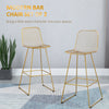 Bar Stools, Metal Bar Stools with Backs, Curved Slatted Backrest, Steel Frame for Kitchen, Bar, Bar Height Bar Stools, Gold