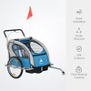 Outdoor Elite Double Child Two-Wheel Bicycle Trailer Cart Cargo with 2 Safety Harnesses - Blue