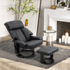 Recliner with Ottoman Footrest, Recliner Chair with Vibration Massage, Faux Leather and Swivel Wood Base for Living Room and Bedroom, Black