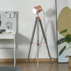 Vintage Tripod Floor Lamp, Height Adjustable Nautical Spotlight with Wood Legs, E12 Lamp Base for Living Room, Bedroom, Grey and Rose Gold