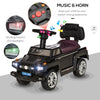 Kids Ride on Push Car, SUV Style Sliding Walking Car for Toddle with Horn, Music, Working Lights, Hidden Storage and Anti-dumping System, Black