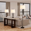 3 Pieces Table Floor Lamp Set with Metal Pole  Round Base and Fabric Lampshade  for Living Room  Dining Room  Bedroom  Black and White