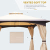 10' x 12' Outdoor Gazebo with Mesh Netting Sidewalls for Shade and Rain, Gazebo Canopy with 2-Tier Soft Top Roof and Steel Frame for Lawn