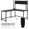 55 Inch Home Office L-Shaped Computer Desk with Storage Shelves, PC Table Study Writing Workstation with 2 Storage Compartments, Black