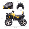 12V Kids Recharging Ride-on Electric ATV Quad w/ Realistic Headlights Wide Wheel, Yellow