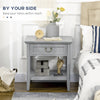 Retro Side Table, End Table with Storage Drawer and Open Shelf for Living Room, Bedroom, Gray