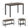 Industrial Dining Table Set, Kitchen Table and Chairs for 4, Dinner Table with Bench Set with Metal Frame & Storage Shelf, Rustic Brown