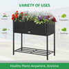 Elevated Metal Raised Garden Bed with Rattan Wicker Look, Underneath Tool Storage Rack, Sophisticated Modern Design Black