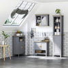 Tall Bathroom Storage Cabinet with 3 Tier Shelf, Cupboard, Door, Free Standing Linen Tower, Slim Side Organizer, Grey
