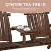 Wood Adirondack Patio Chair Bench with Center Coffee Table, Perfect for Lounging and Relaxing Outdoors Carbonized