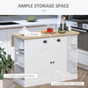 47" Fluted-Style Wooden Kitchen Island, Kitchen Countertop Storage Cabinet with Drop Leaf, Drawer, Open Shelves, Storage, White