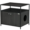 Cat Litter Box Enclosure Hidden Cat Furniture Cabinet Indoor Cat Washroom Double-door Nightstand End Table with Cat Hole Storage Shelf Black