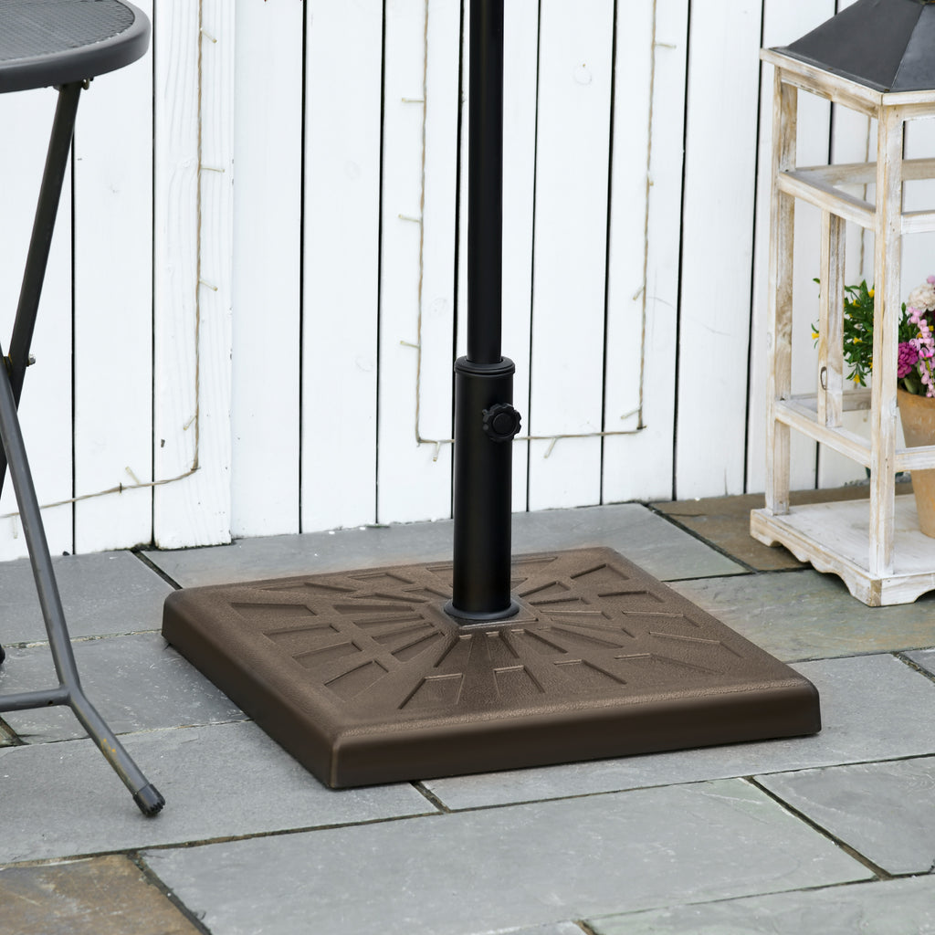 42lbs Resin Patio Umbrella Base, 20" Square Outdoor Umbrella Stand Holder for Poles of Î¦1.26", Î¦1.5", and Î¦1.9", Brown