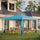 Outdoor 10' x 10' Patio Gazebo Outdoor Pop-Up Canopy with Sidewalls, Instant Setup, 4 Mesh Walls for Party, Events, Backyard, Lawn, Light Blue