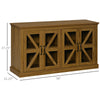 Rustic Kitchen Sideboard, Glass Door Buffet Cabinet, TV Stand with Adjustable Shelf for Dining Room, Natural
