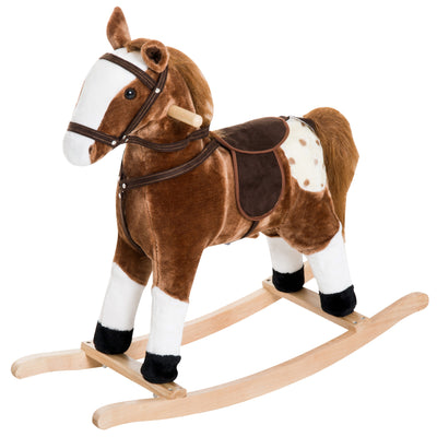 Kids Rocking Horse Toy Kids Plush Rocking Horse Pony Plush Animal Rockers With Realistic Sounds For Children Over 3 Years Old Brown