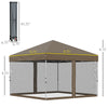 10' x 10' Pop Up Canopy with Sidewalls, Mesh Screen, Easy Up Height Adjustable Party Tent, Oxford Outdoor Event Shelter with Wheeled Bag, Khaki
