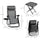 Zero Gravity Lounger Chair Set of 3, Folding Reclining Patio Chair with Side Table, Cup Holder and Headrest for Poolside, Camping, Grey