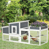 76" Wooden Chicken Coop, Outdoor Hen House Poultry Cage with Plant Box, Openable Roof, Outdoor Run, Nesting Box, Removable Tray, Grey