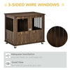 Furniture Style Dog Crate, Wooden & Wire End Table, Small & Medium Pet Crate with Magnetic Double Door Indoor Decorative Dog Kennel Cage, Brown