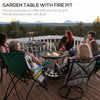 30 Inch Outdoor Fire Pit, Round Wood Burning Firepit, Garden Table with Spark Screen Cover for Patio, Garden, Backyard, Black and White